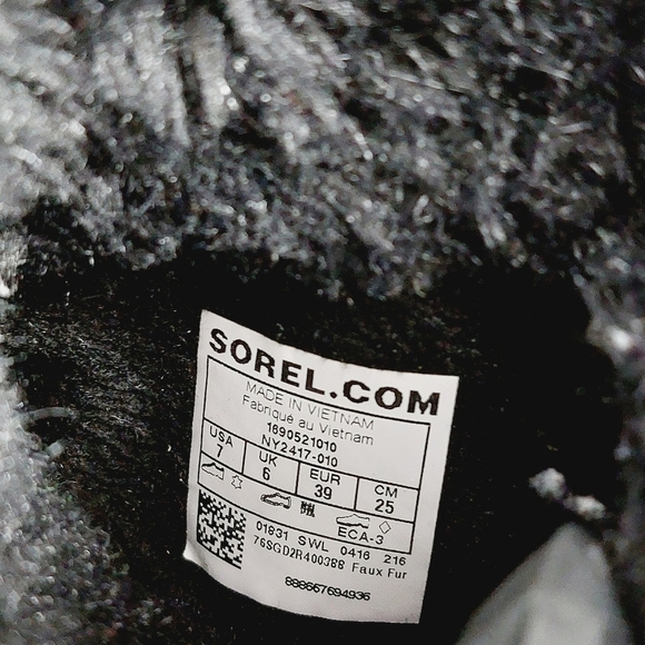 Sorel Tivoli Black & Pink Fuzzy Lined Winter Snow Boots T401 - Picture 7 of 9